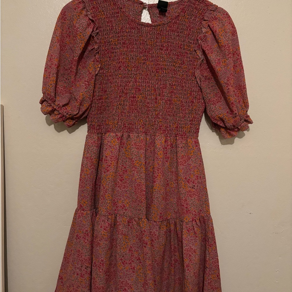 Floral Smocked Dress with Puff Sleeves